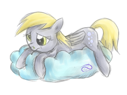Size: 2000x1500 | Tagged: safe, artist:poisonicpen, derpy hooves, pegasus, pony, g4, female, mare, sad, sick, solo