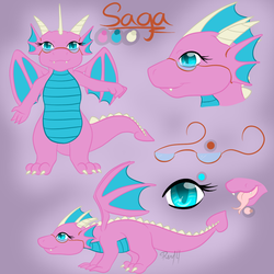 Size: 1000x1000 | Tagged: safe, artist:revka_hunt, oc, oc only, oc:saga the dragon, dragon, cute, glasses, old version, reference sheet