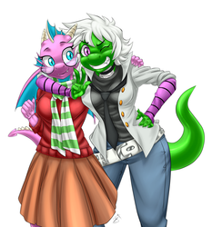 Size: 2330x2500 | Tagged: safe, artist:ironnails, artist:pia-sama, oc, oc only, oc:saga the dragon, dragon, anthro, clothes, cute, furry, glasses, high res, old version, scarf, wings