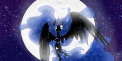 Size: 1366x685 | Tagged: safe, artist:majic-namie, nightmare moon, pony, g4, crying, female, solo