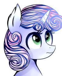 Size: 1024x1258 | Tagged: safe, artist:mite-lime, sweetie belle, pony, unicorn, g4, bust, female, horn, simple background, solo, white background