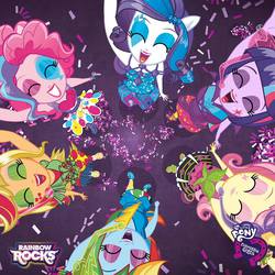 Size: 800x800 | Tagged: safe, applejack, fluttershy, pinkie pie, rainbow dash, rarity, twilight sparkle, equestria girls, g4, my little pony equestria girls: rainbow rocks, official, commercial, equestria girls prototype, facebook, lipstick, logo, makeup, my little pony logo, ponied up, rainbow rocks (commercial), twilight sparkle (alicorn)