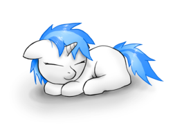 Size: 1897x1426 | Tagged: safe, artist:piercingsight, dj pon-3, vinyl scratch, g4, female, filly, sleeping, solo, younger