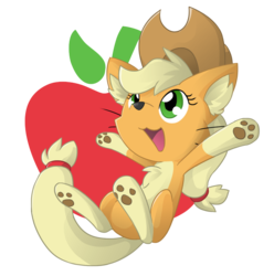 Size: 1064x1074 | Tagged: safe, artist:deadlycomics, applejack, cat, g4, applecat, catified, cute, female, simple background, solo, species swap, transparent background