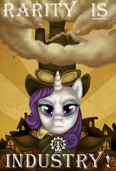 Size: 472x700 | Tagged: safe, artist:anuvia, rarity, pony, unicorn, g4, clothes, fable, female, hat, industry, parody, rarity is industry, reaver, solo, steampunk, tribute
