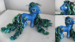 Size: 5120x2880 | Tagged: safe, artist:assassin-kitty, earth pony, pony, customized toy, irl, peacock feathers, photo, toy