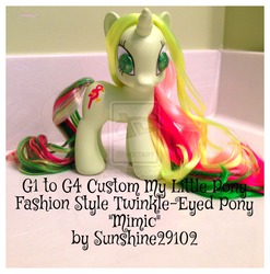 Size: 1024x1036 | Tagged: safe, artist:sunshine29102, mimic (g1), g1, g4, customized toy, g1 to g4, generation leap, irl, photo, solo, toy