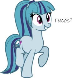 Size: 3000x3244 | Tagged: safe, artist:skyheart-bases, sonata dusk, earth pony, pony, equestria girls, g4, my little pony equestria girls: rainbow rocks, cute, equestria girls ponified, eyeshadow, female, high res, long hair, makeup, ponified, ponytail, smiling, solo, sonatabetes, sonataco, that girl sure loves tacos, that pony sure does love tacos, that siren sure does love tacos
