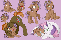 Size: 3000x2000 | Tagged: safe, artist:jointsupermodel, button mash, sweetie belle, oc, oc:vecto rings, g4, female, high res, male, offspring, older, parent:button mash, parent:sweetie belle, parents:sweetiemash, ship:sweetiemash, shipping, straight