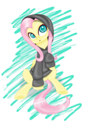 Size: 1192x1704 | Tagged: safe, artist:freyiejj, fluttershy, g4, clothes, female, hoodie, solo