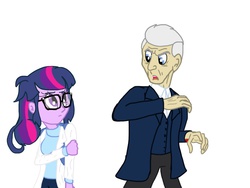 Size: 1024x768 | Tagged: safe, artist:biosonic100, sci-twi, twilight sparkle, equestria girls, g4, cardigan, clothes, doctor who, equestria girls-ified, jumper, lab coat, overcoat, pants, peter capaldi, shirt, the doctor, twelfth doctor