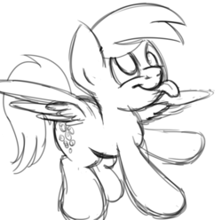 Size: 500x495 | Tagged: safe, artist:drawponies, derpy hooves, pegasus, pony, g4, female, mare, monochrome, sketch