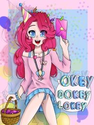 Size: 768x1024 | Tagged: safe, artist:iponylover, pinkie pie, human, g4, female, humanized, letter, solo
