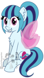 Size: 842x1469 | Tagged: safe, artist:partypievt, sonata dusk, pony, equestria girls, g4, my little pony equestria girls: rainbow rocks, equestria girls ponified, fairy wings, female, grin, looking at you, obtrusive watermark, ponified, simple background, smiling, solo, transparent background, vector, watermark, wings