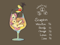 Size: 1000x750 | Tagged: safe, artist:wan, fluttershy, pony, g4, alcohol, cocktail, female, micro, recipe, solo