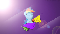 Size: 1920x1080 | Tagged: safe, artist:antylavx, artist:joemasterpencil, rainbow dash, pegasus, pony, g4, eyes closed, female, lens flare, lighting, mare, simple, solo, vector, wallpaper