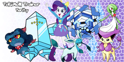 Size: 800x400 | Tagged: safe, artist:lightdegel, rarity, delcatty, gardevoir, glaceon, misdreavus, regice, equestria girls, g4, cryogonal, pokémon