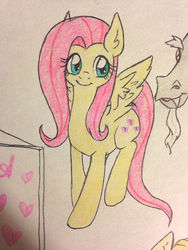 Size: 480x640 | Tagged: safe, artist:ameliacostanza, discord, fluttershy, g4, traditional art