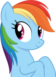 Size: 350x479 | Tagged: safe, rainbow dash, g4, female, simple background, smiling, solo, transparent background