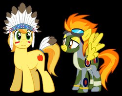 Size: 1007x794 | Tagged: safe, artist:3d4d, artist:viktornewman, edit, braeburn, spitfire, earth pony, pegasus, pony, g4, camouflage, native american, nightmare night, raf, shipping, show accurate, spitburn