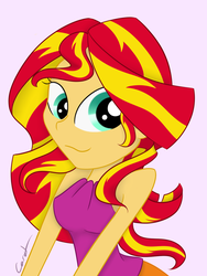 Size: 1024x1365 | Tagged: safe, artist:katrittaja, sunset shimmer, equestria girls, g4, clothes, cute, dress, female, shimmerbetes, solo