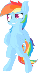 Size: 1650x3120 | Tagged: safe, artist:coinpo, rainbow dash, pegasus, pony, g4, bipedal, female, mare, quizzical, simple background, smiling, solo, standing, transparent background