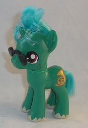 Size: 1641x2377 | Tagged: safe, artist:gryphyn-bloodheart, oc, oc only, oc:blue note, pony, unicorn, brushable, customized toy, green pony, green unicorn, irl, male, photo, stallion, toy