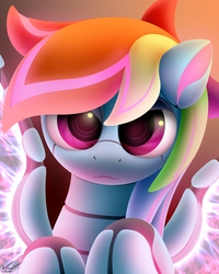 Size: 2000x2500 | Tagged: safe, artist:symbianl, rainbow dash, pony, robot, robot pony, g4, :3, bedroom eyes, female, high res, looking at you, rainbot dash, roboticization, solo