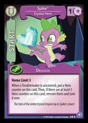 Size: 372x520 | Tagged: safe, enterplay, spike, g4, my little pony collectible card game, the crystal games, ccg, crystal heart