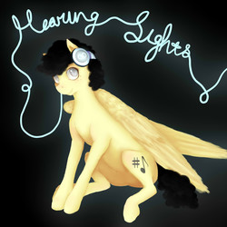 Size: 3000x3000 | Tagged: safe, artist:blondiegurl1129, oc, oc only, oc:sharpe, pegasus, pony, headphones, high res, large wings, looking up, pegasus oc, sitting, solo, wings