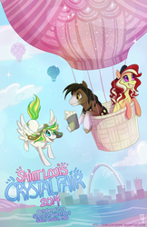 Size: 1024x1583 | Tagged: safe, artist:gaelickitsune, oc, oc only, crystalfairstl, flying, goggles, hot air balloon, poster, promo, riding