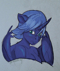 Size: 745x891 | Tagged: safe, artist:breathe-a-little, princess luna, anthro, g4, female, looking at you, solo