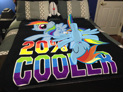 Size: 3264x2448 | Tagged: safe, artist:greenmachine987, artist:teentrunks4, rainbow dash, g4, 20% cooler, bed, blanket, dashieception, door, eyes closed, high res, irl, photo, plushie, ponies in real life, portal (valve), solo, stock vector, turret, vector