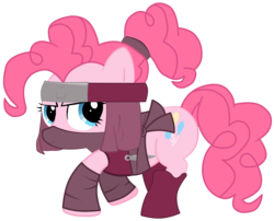 Size: 3636x2934 | Tagged: safe, artist:fethur, pinkie pie, earth pony, pony, g4, clothes, female, final fantasy, hair tie, headband, high res, kunai, ninja, simple background, solo, transparent background