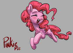 Size: 2750x2000 | Tagged: safe, artist:verrmont, pinkie pie, earth pony, pony, g4, eyes closed, female, happy, high res, simple background, solo