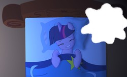 Size: 1500x912 | Tagged: safe, twilight sparkle, g4, bed, blank, dream, exploitable, female, solo