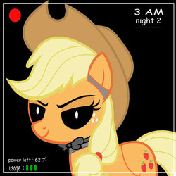 Size: 894x894 | Tagged: safe, applejack, five nights at aj's, g4, applefreddy, bow, camera, camera shot, female, five nights at freddy's, looking at you, solo