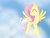 Size: 1021x783 | Tagged: safe, artist:gray-wolf11, angel bunny, fluttershy, g4, cloud, cloudy, flying, sky