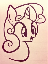 Size: 773x1024 | Tagged: safe, artist:lemonspark, sweetie belle, g4, female, grayscale, monochrome, simple background, solo
