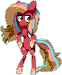Size: 484x590 | Tagged: safe, artist:bunni-poni, oc, oc only, oc:pun, earth pony, pony, ask pun, ask, bipedal, female, mare, rainbow power, rainbow power-ified, simple background, solo, transparent background