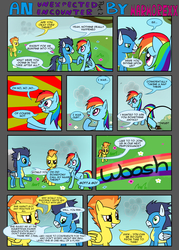 Size: 2500x3483 | Tagged: safe, artist:marmorexx, rainbow dash, soarin', spitfire, comic:an unexpected encounter, g4, comic, female, high res, male, ship:soarindash, shipping, straight