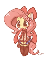 Size: 720x960 | Tagged: safe, artist:lumineko, fluttershy, pony, semi-anthro, g4, bipedal, blushing, bow, clothes, cute, female, scarf, schoolgirl, shyabetes, skirt, solo