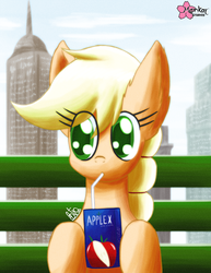 Size: 1000x1294 | Tagged: safe, artist:clouddg, applejack, earth pony, pony, g4, cute, drinking, female, jackabetes, juice box, solo