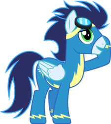 Size: 4000x4447 | Tagged: safe, artist:landmark520, soarin', g4, rainbow falls, absurd resolution, goggles, male, simple background, solo, transparent background, vector, wonderbolts uniform