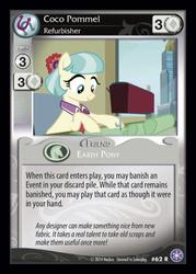 Size: 372x520 | Tagged: safe, coco pommel, earth pony, pony, ccg, crystal games, crystaller building, enterplay, fabric, female, manehattan, mare, sewing, sewing machine, solo