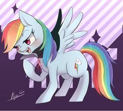 Size: 1000x900 | Tagged: safe, artist:ashitaka_kiyu, part of a set, rainbow dash, vampire, g4, female, solo