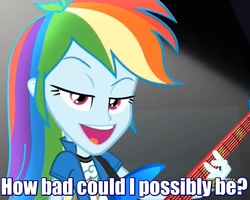 Size: 835x668 | Tagged: safe, edit, edited screencap, screencap, rainbow dash, equestria girls, g4, my little pony equestria girls: rainbow rocks, caption, faic, female, guitar, meta, once-ler, solo, song reference, the lorax, top cunt