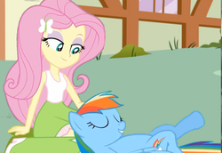 Size: 1037x714 | Tagged: safe, screencap, fluttershy, rainbow dash, equestria girls, g4, female