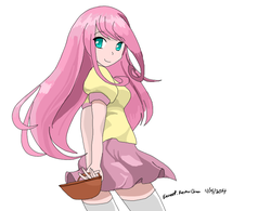 Size: 829x648 | Tagged: safe, artist:eeveepikachuchan, fluttershy, human, g4, female, humanized, solo