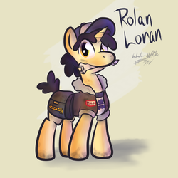 Size: 1000x1000 | Tagged: safe, artist:wonder-waffle, oc, oc only, oc:rolan loran, pony, unicorn, mouth hold, solo, wrench